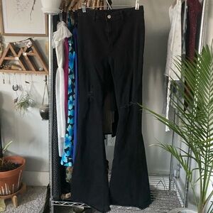 Black flare ripped jeans
